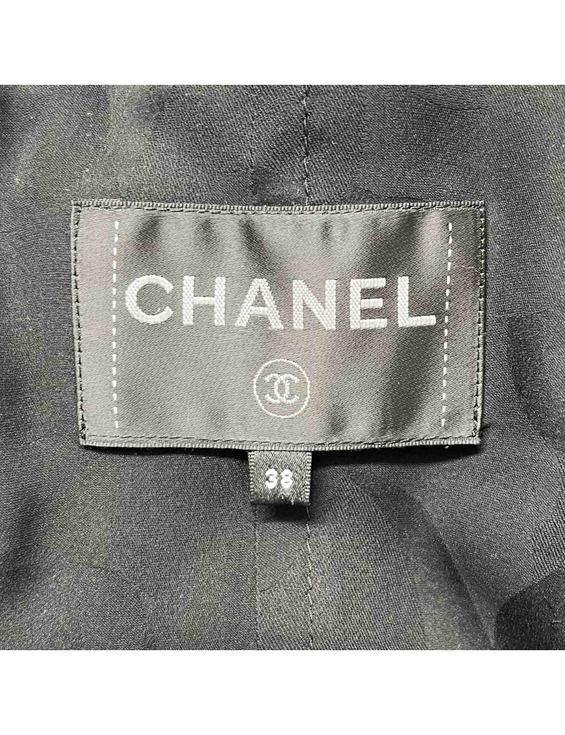 Veste longue CHANEL T 38 tweed  fils d'argent