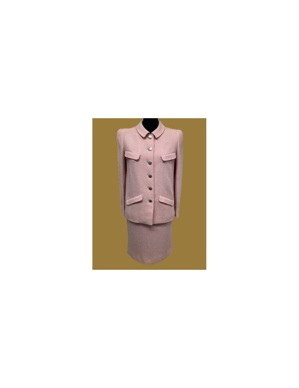 Tailleur CHANEL T38 tweed rose 1998