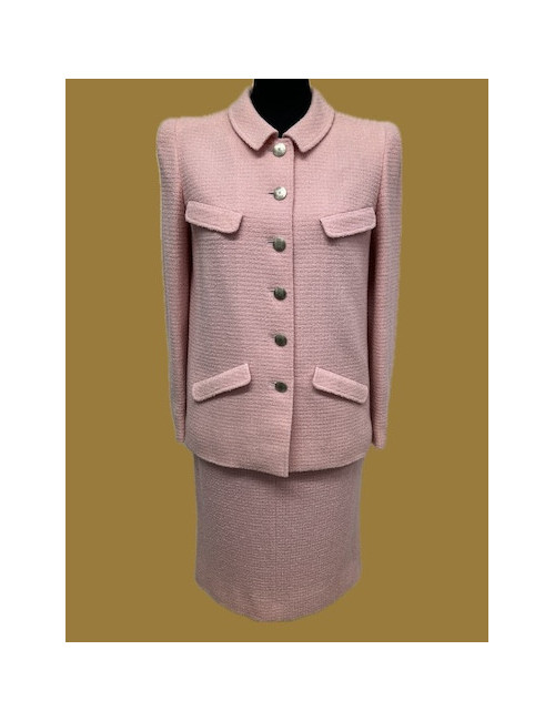Tailleur CHANEL T38 tweed rose 1998