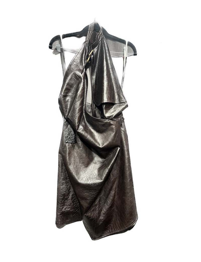 Robe T42 DIOR impression cuir marron