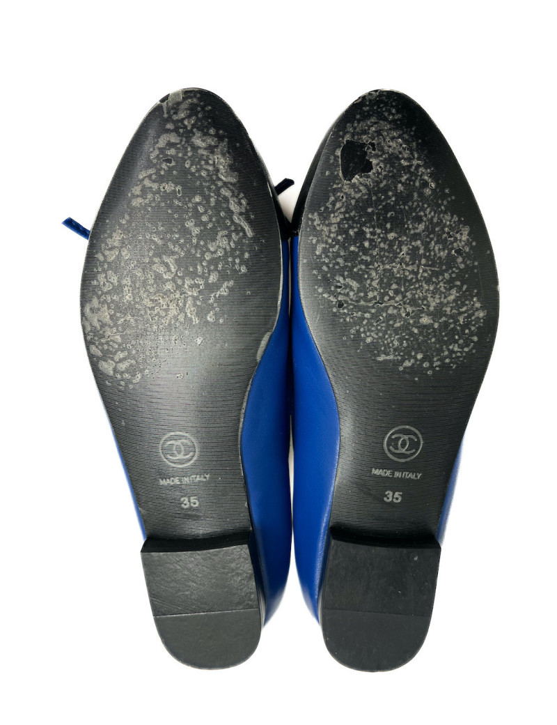 Ballerines CHANEL bicolore bleu et noir