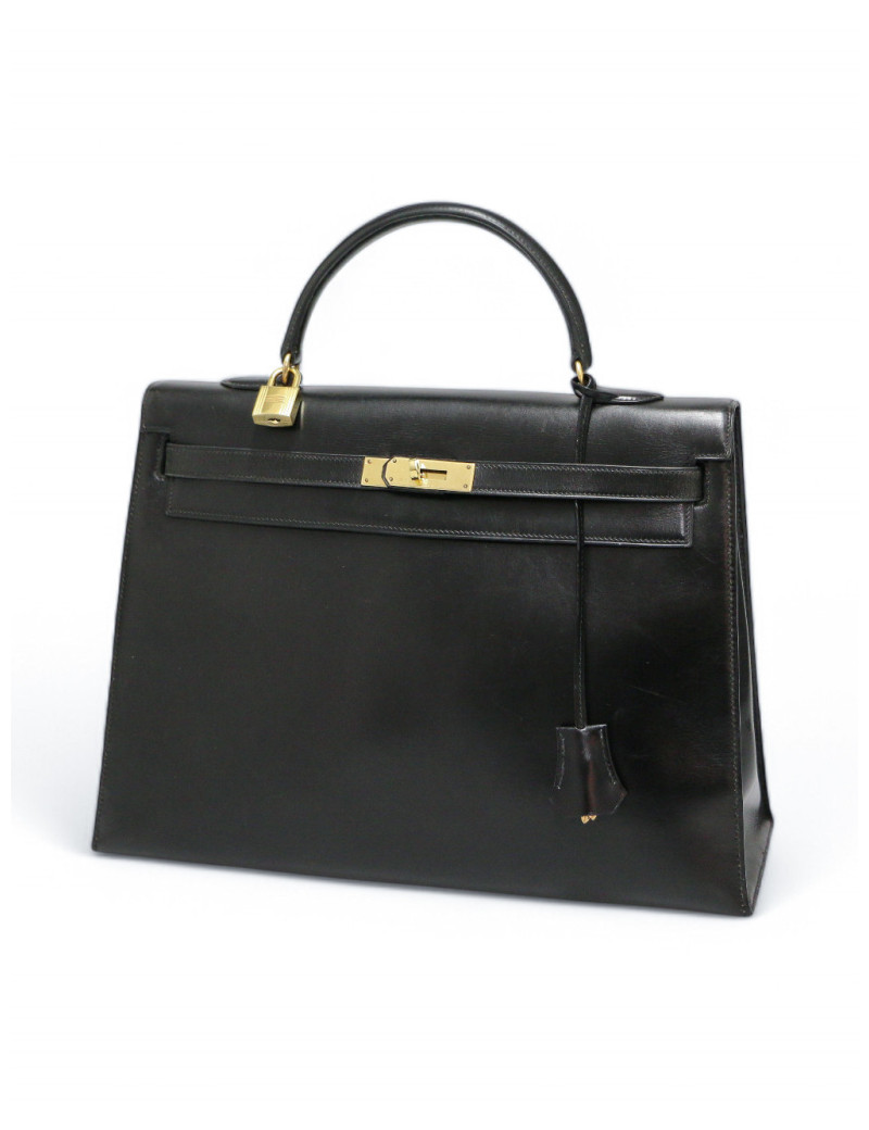 Sac Kelly box 35 Hermes noir vintage
