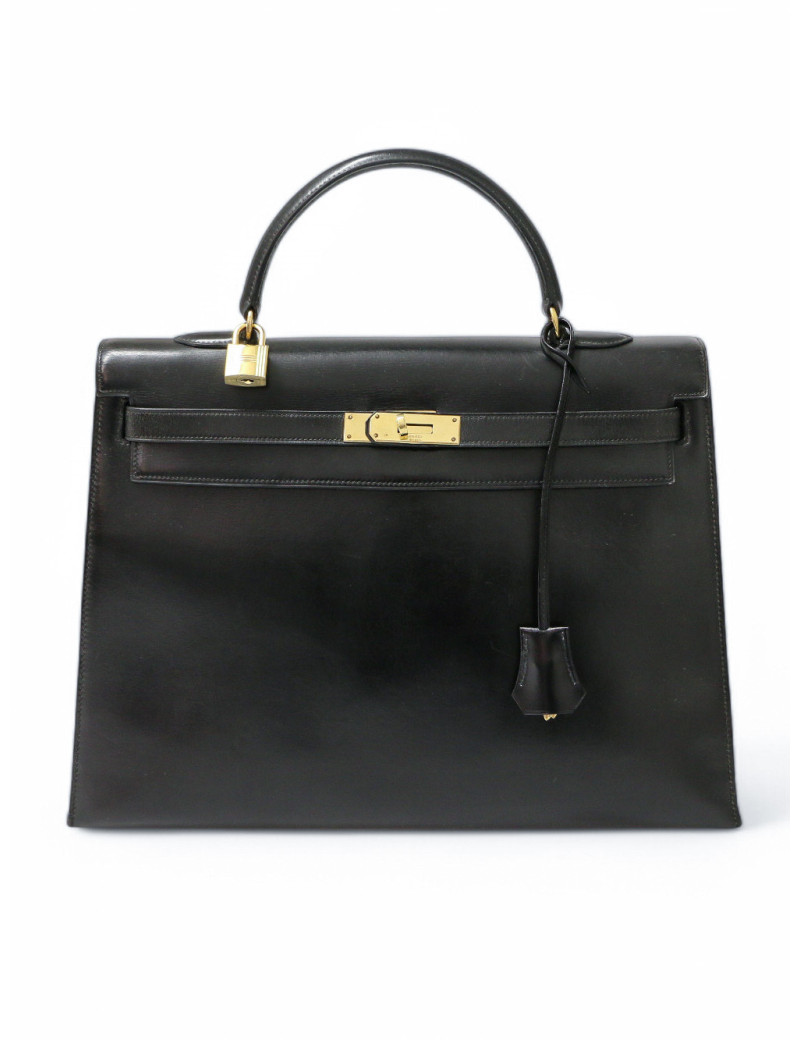 Sac Kelly box 35 Hermes noir vintage