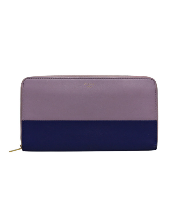Portefeuille CELINE cuir violet et bleu royal