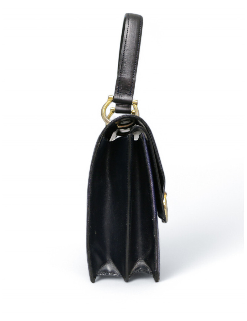 Sac Céline vintage lin et cuir bleu : occasion certifiée authentique