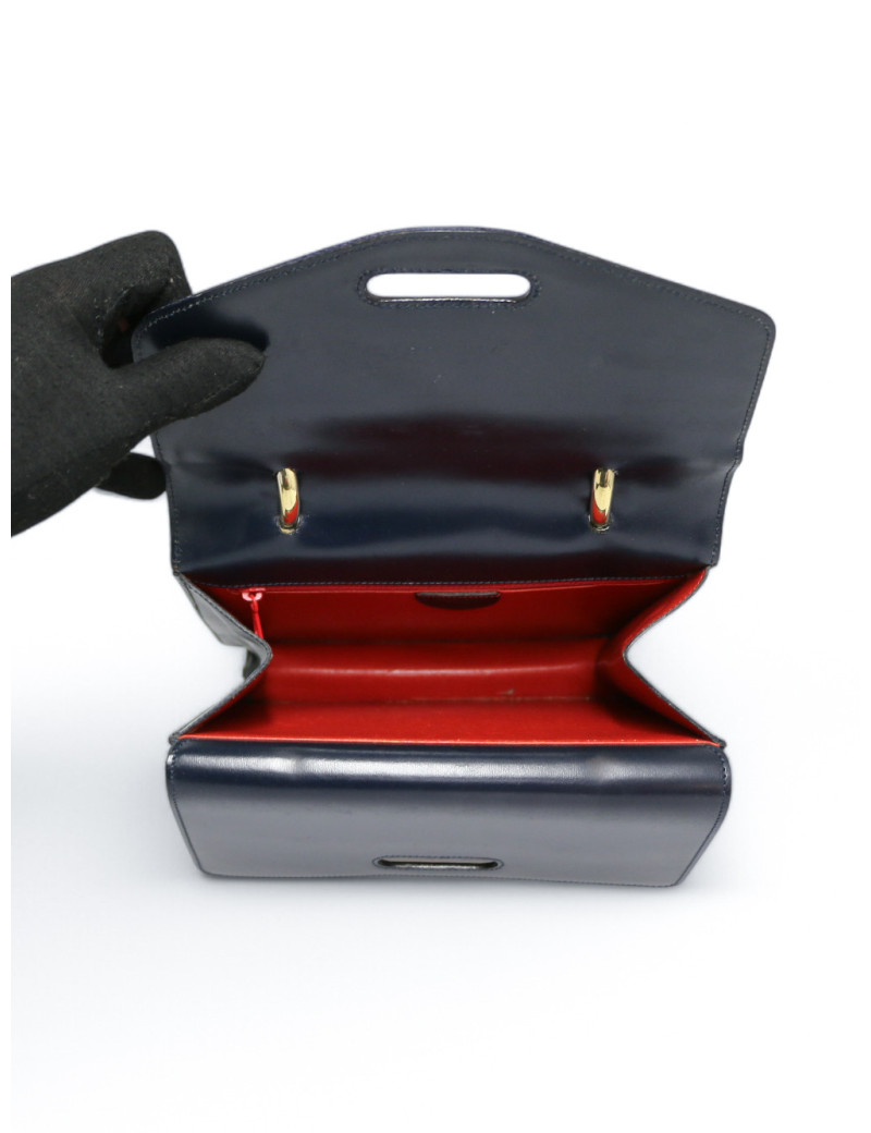 Sac Céline vintage lin et cuir bleu : occasion certifiée authentique