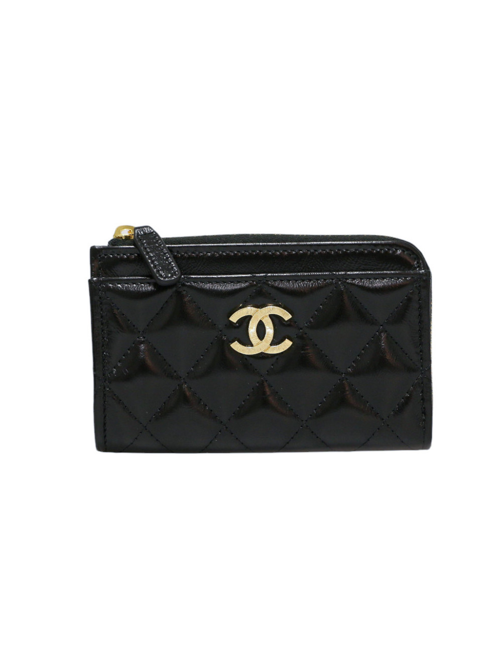 Porte cartes CHANEL noir semi brillant