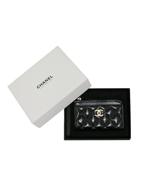 Porte cartes CHANELnoir semi brillant