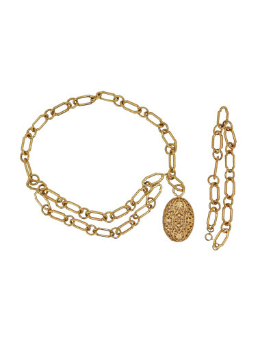 Parure CHANEL Ceinture ras de cou pendentif filigrane doré