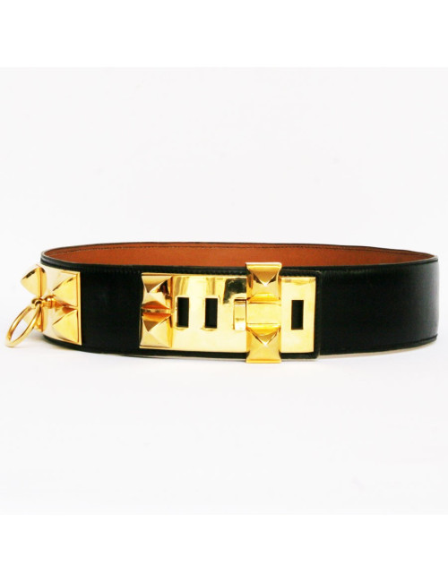 ceinture Médor HERMES noire vintage