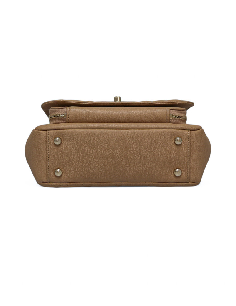 Sac à rabat avec poignée CHANEL beige