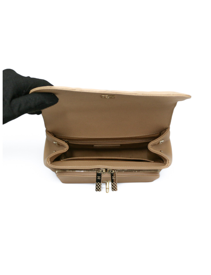 Sac à rabat avec poignée CHANEL beige