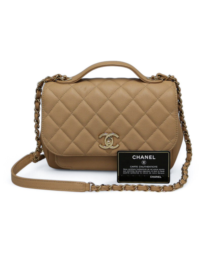 Sac à rabat avec poignée CHANEL beige