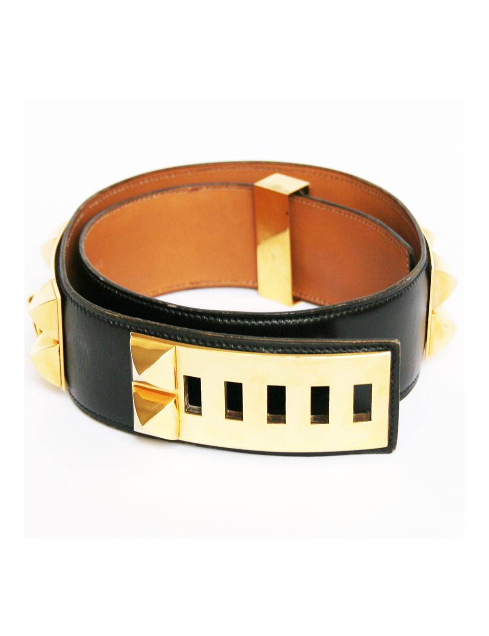 ceinture Médor HERMES noire vintage