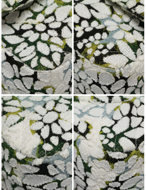 Sac classique chevron CHANEL tweed floral double rabat