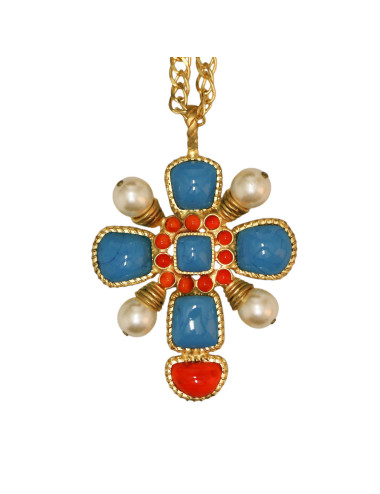 Pendentif MARGUERITE DE VALOIS turquoise