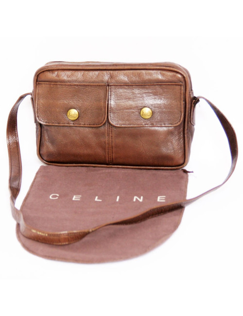 Sac-besace CELINE en cuir marron