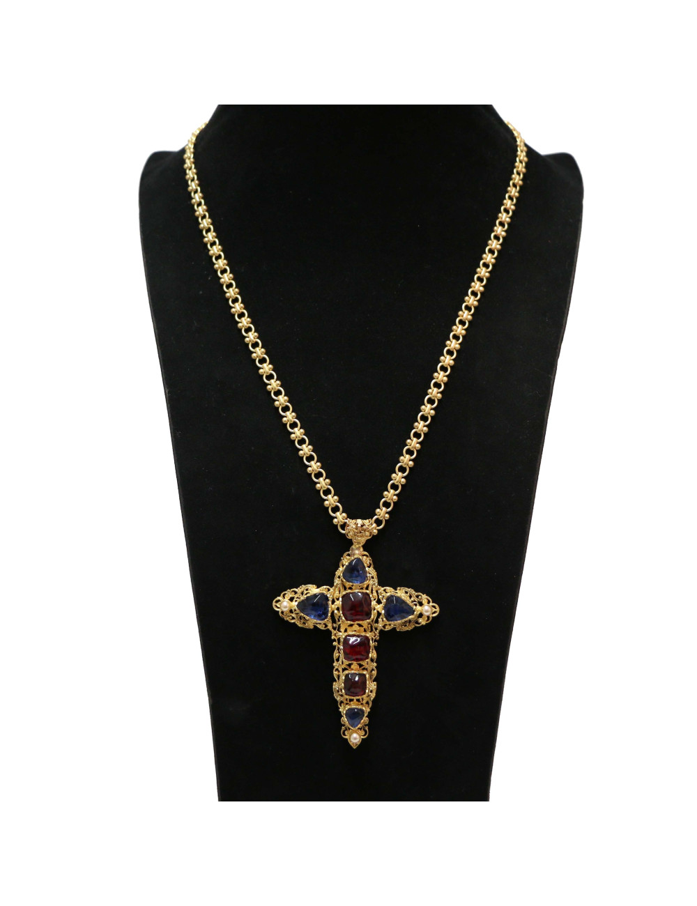 Sautoir croix Marguerite de Valois coloré : livraison dans le monde
