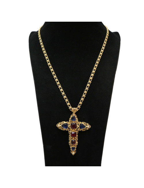 Sautoir croix Marguerite de Valois coloré : livraison dans le monde