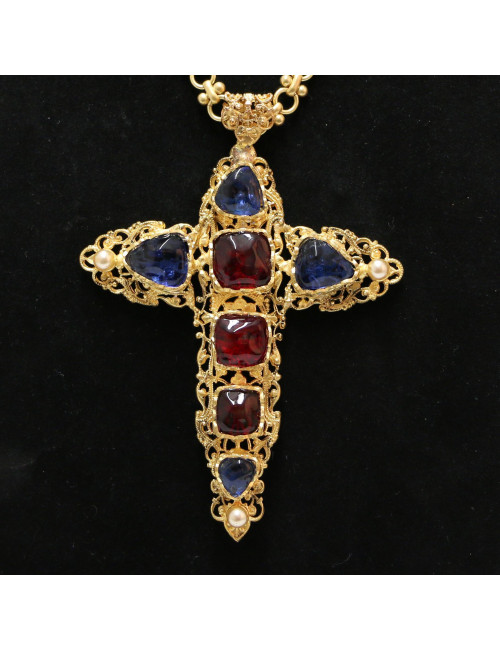 Sautoir croix Marguerite de Valois coloré : livraison dans le monde