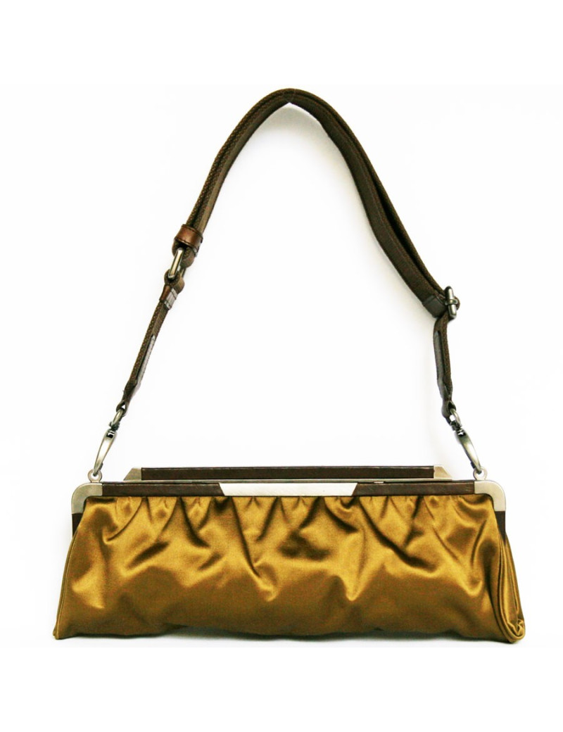 Pochette MARNI en satin doré foncé