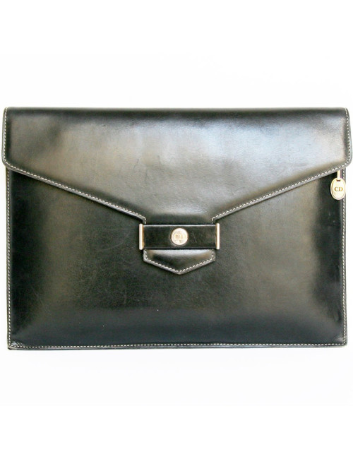 Pochette ordinateur CHRISTIAN DIOR en cuir noir