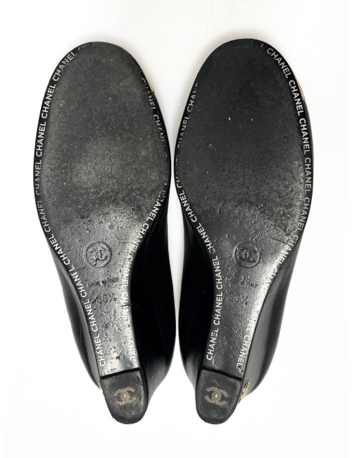 Escarpins Chanel T36,5 bicolores noir doré : livraison gratuite