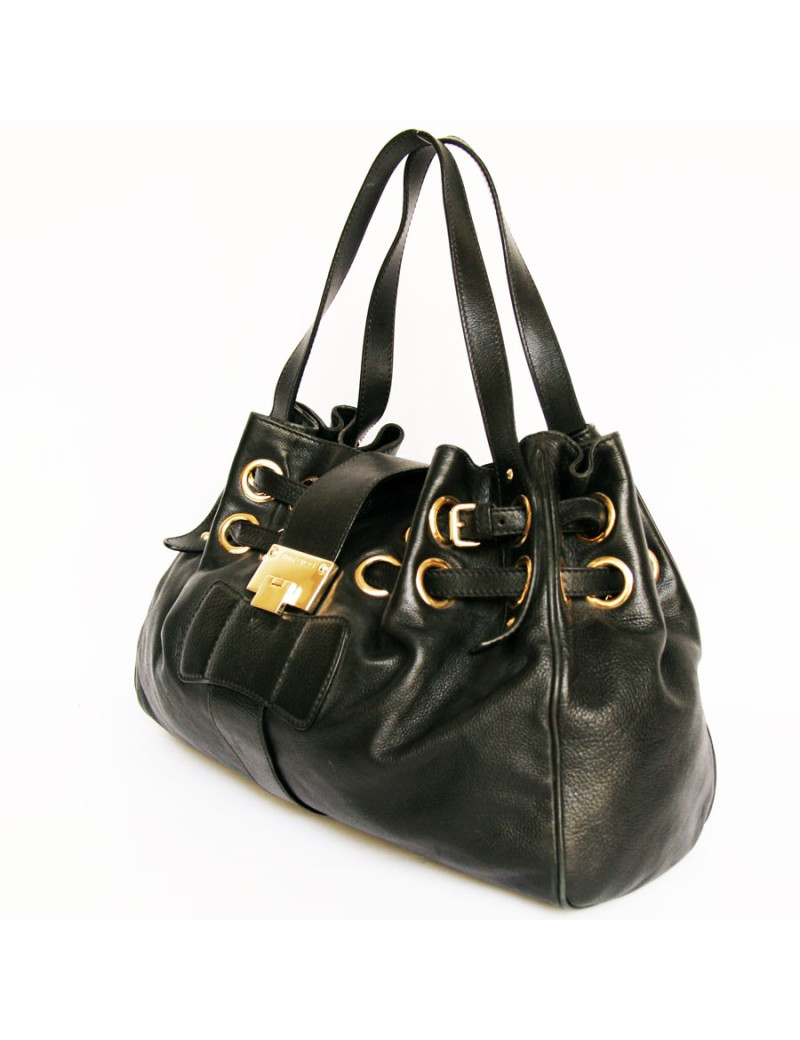sac Ramona JIMMY CHOO cuir noir