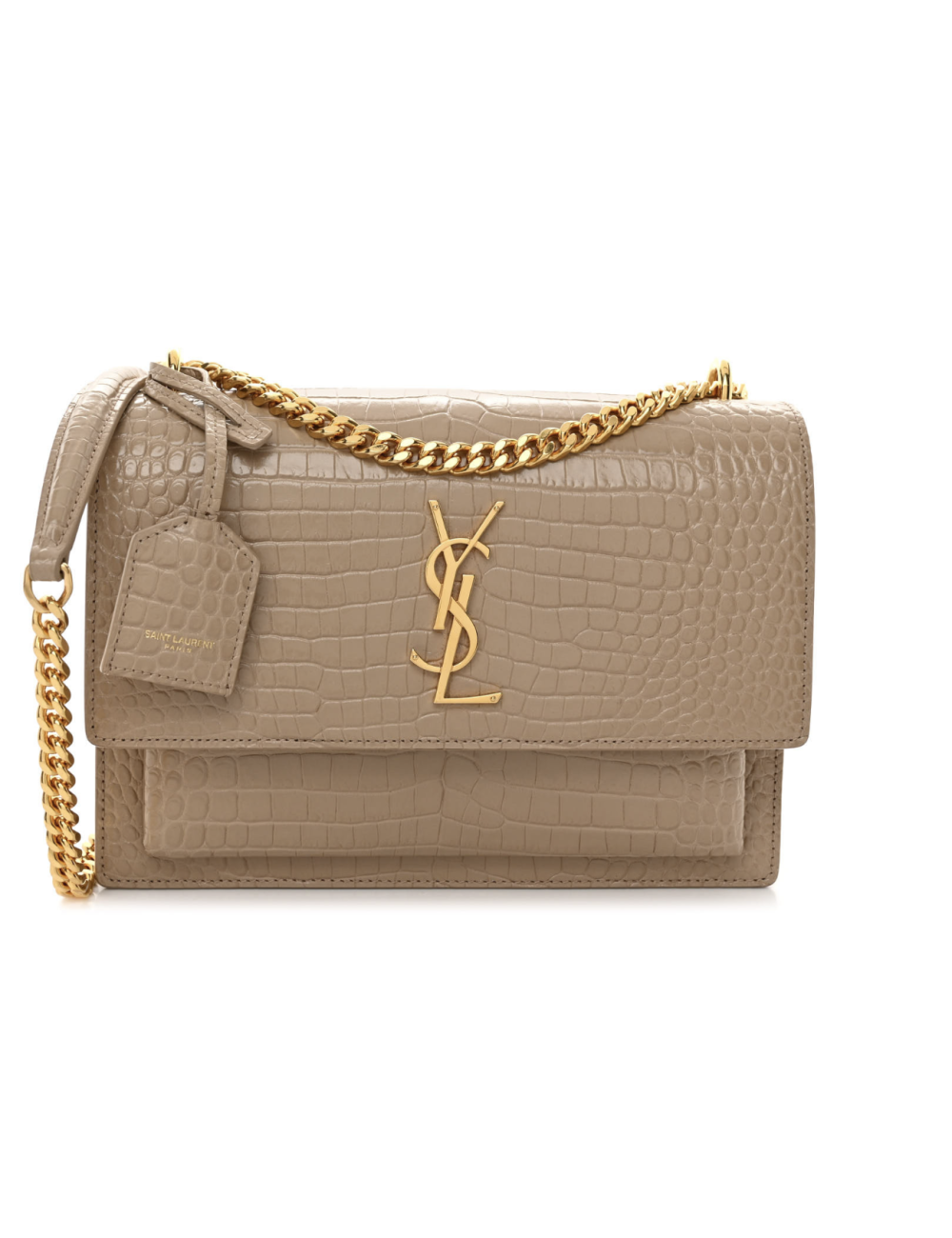 Sac YSL Sunset beige cuir façon croco