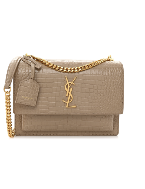 Sac YSL Sunset beige cuir façon croco