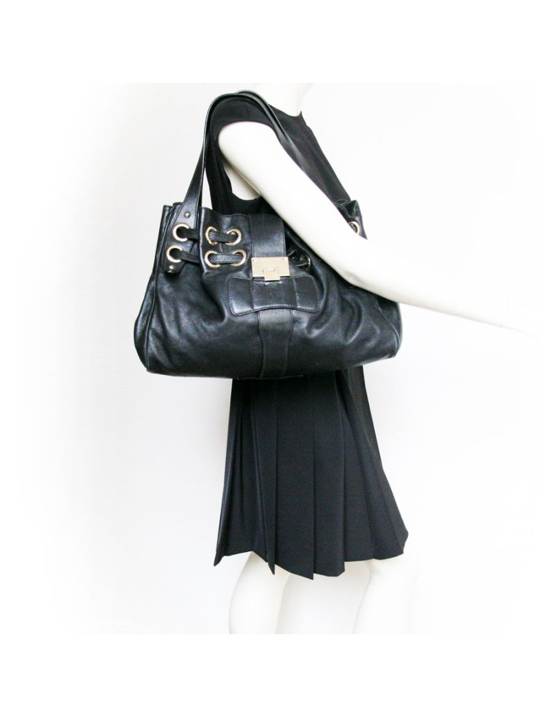 sac Ramona JIMMY CHOO cuir noir