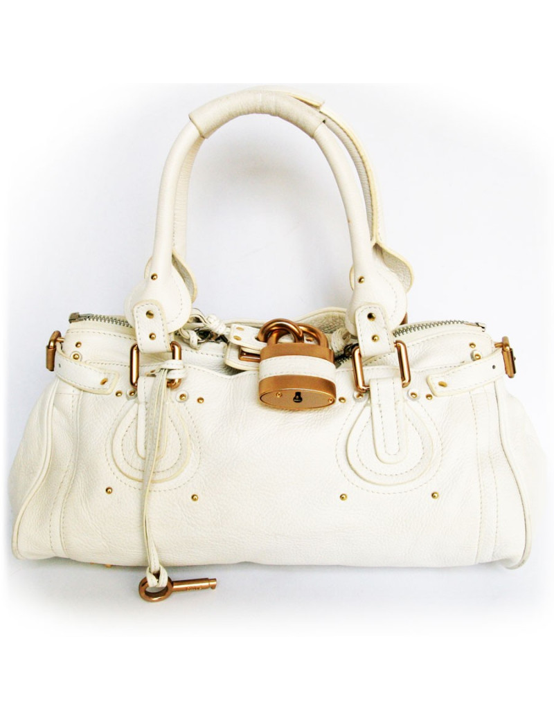 sac Paddington CHLOE cuir grainé blanc