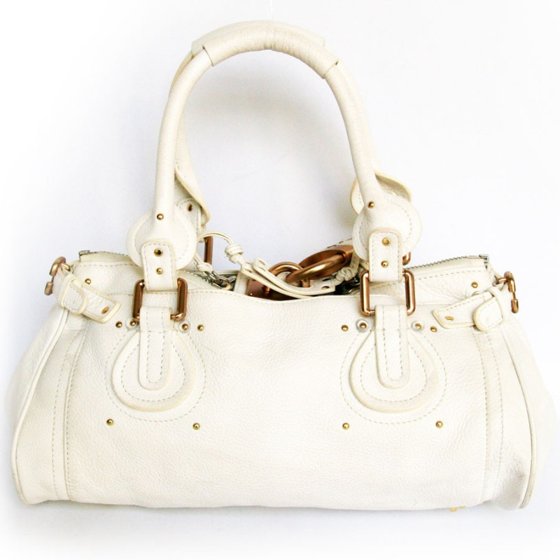 Paddington CHLOE white grained leather bag