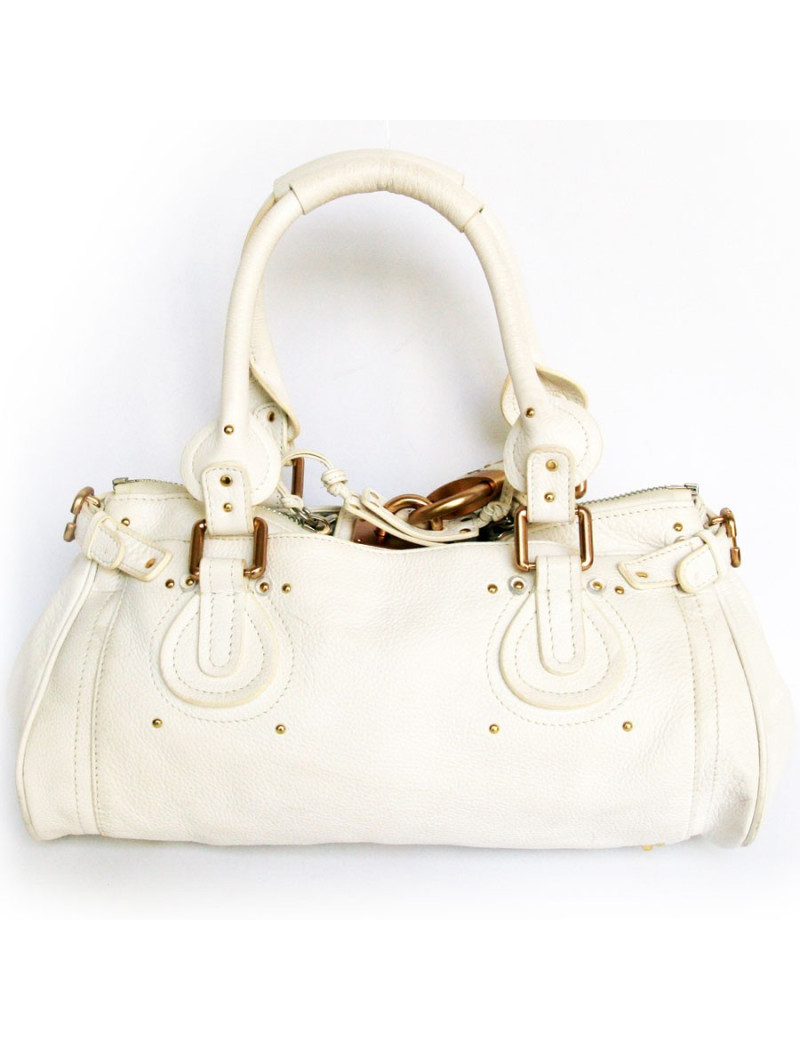 sac Paddington CHLOE cuir grainé blanc