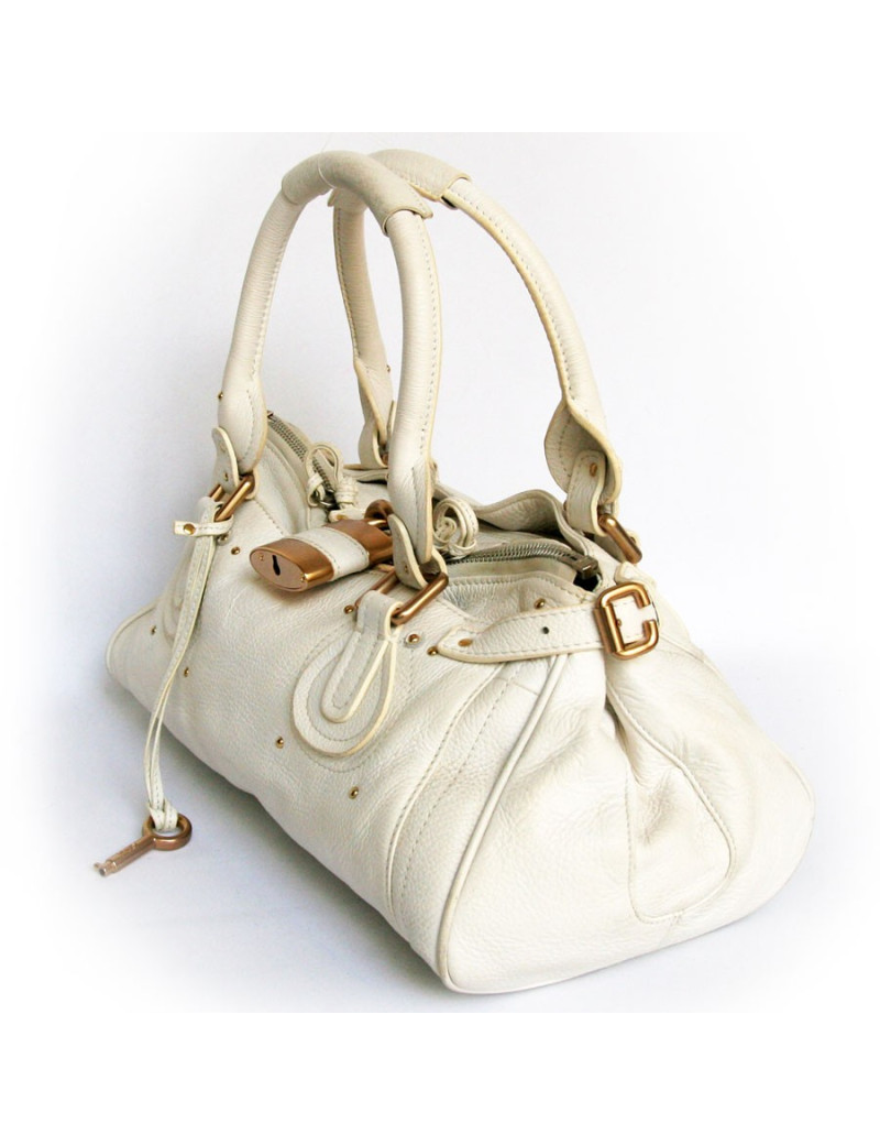 sac Paddington CHLOE cuir grainé blanc