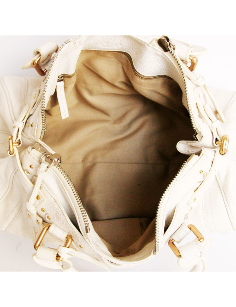sac Paddington CHLOE cuir grainé blanc