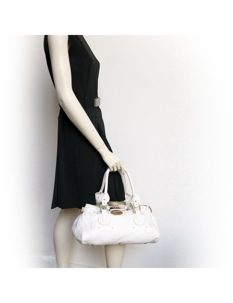 sac Paddington CHLOE cuir grainé blanc
