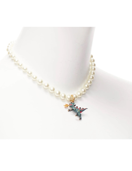 Collier Dior perles pendentif dinosaure vert : occasion certifiée authentique