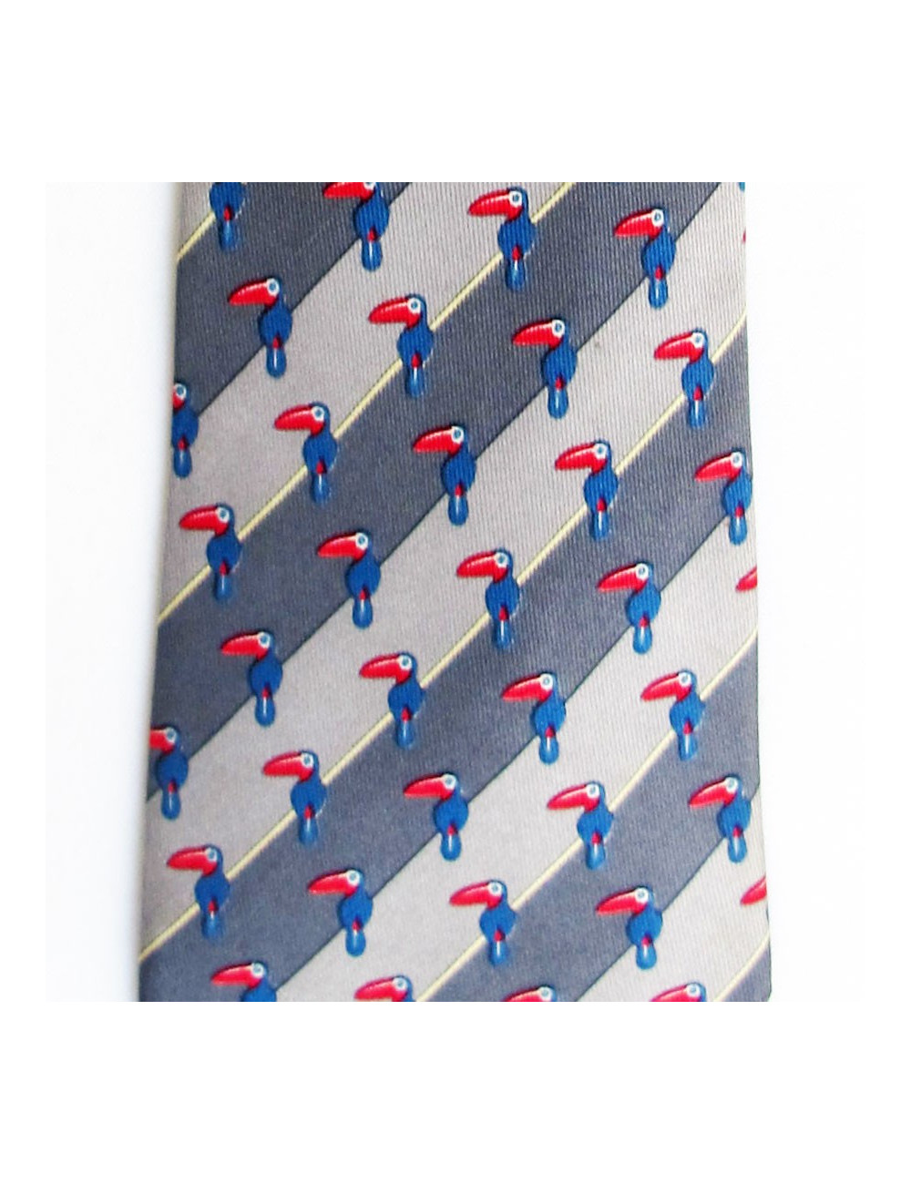Silk HERMES tie grey reasons pelican