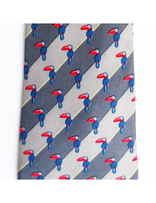 Silk HERMES tie grey reasons pelican