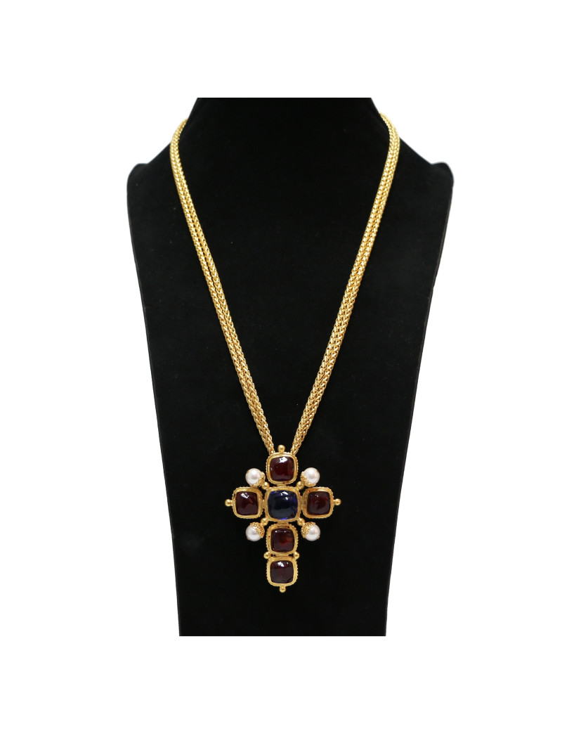 Pendentif croix MARGUERITE DE VALOIS fait main