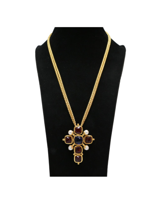 Pendentif croix MARGUERITE DE VALOIS fait main