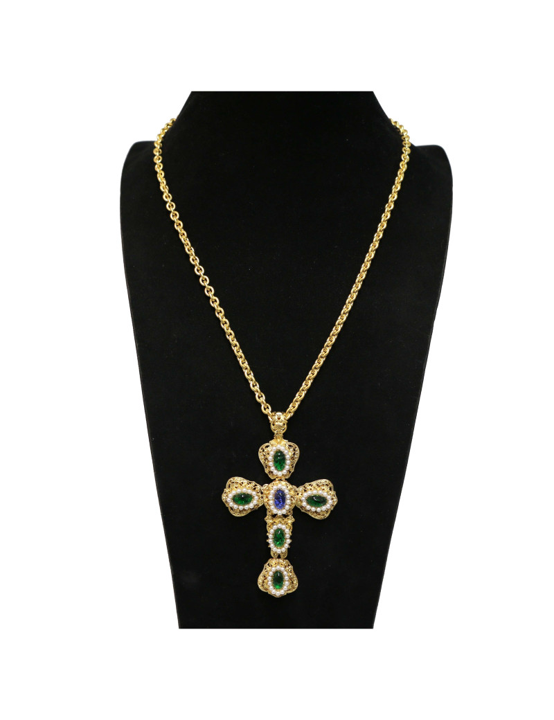 Croix Marguerite de Valois pâte de verre : certifiée authentique