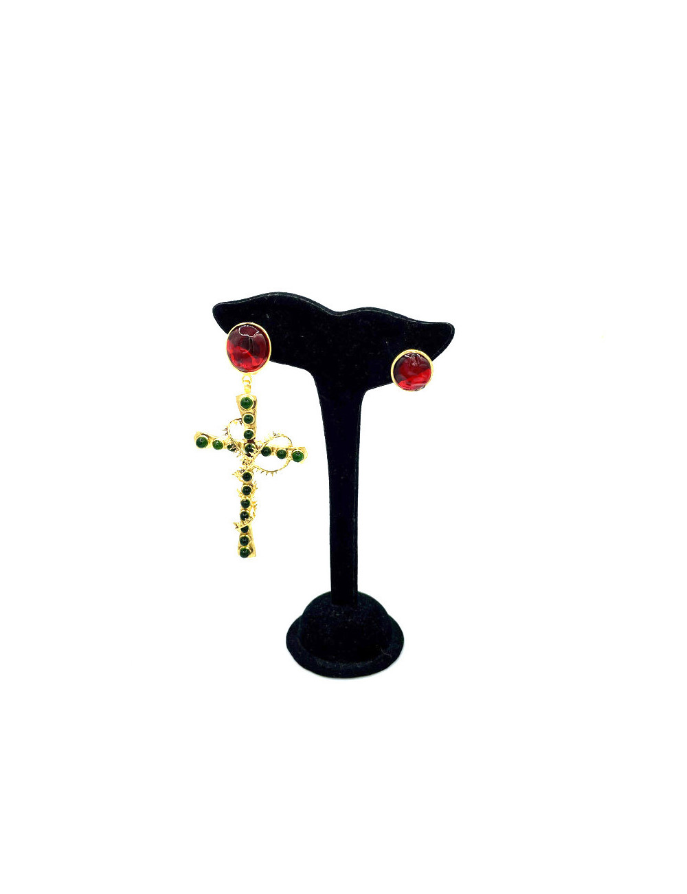 MARGUERITE DE VALOIS ruby et emerald pierced earrings