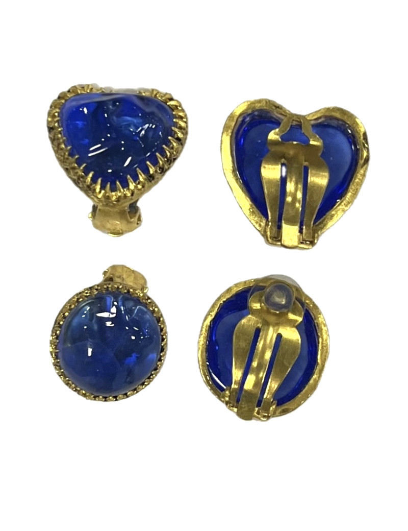 Clips cabachon ou coeur pâte de verre MARGUERITE DE VALOIS