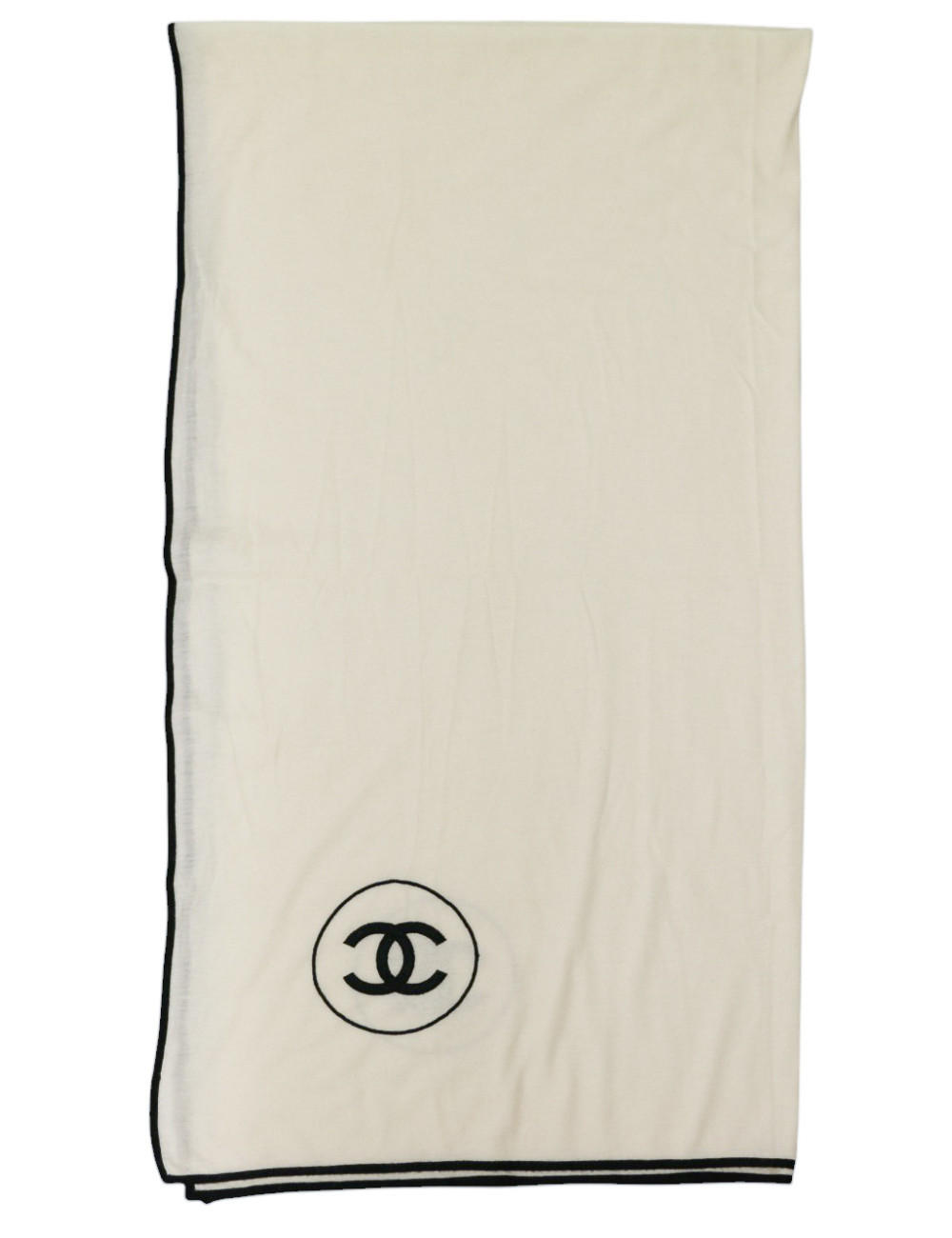 Châle CHANEL cachemire écru CC noir