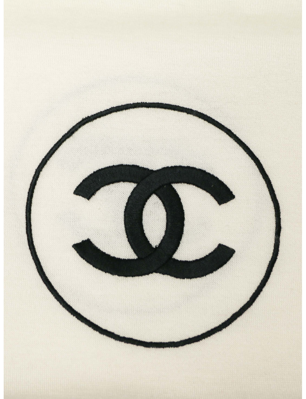 Châle CHANEL cachemire écru CC noir