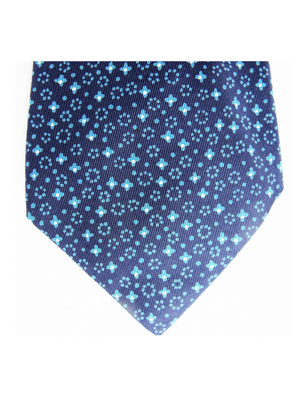 Cravate HERMES en soie bleu motifs étoiles
