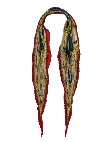 Plissé HERMES soie bleu et rouge