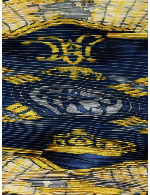 Plissé HERMES soie bleu et rouge